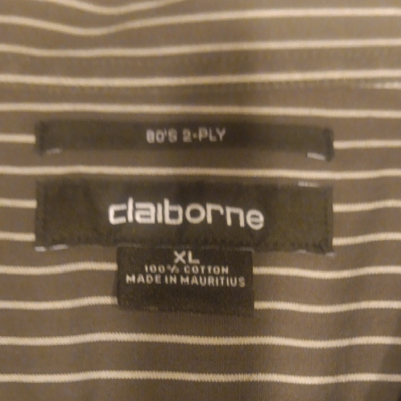 Claiborne Men's Dark Pinstripe Button Down Shirt - Picture 9 of 10